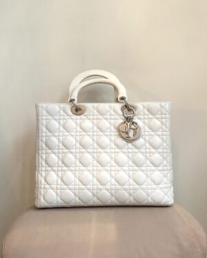 Christian Dior White Large Lady Dior Bag