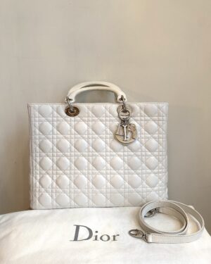 Christian Dior White Large Lady Dior Bag