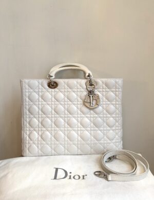 Christian Dior White Large Lady Dior Bag
