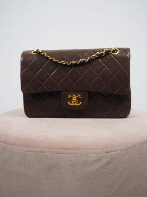 Chanel Brown Leather Classic Double Flap Bag small