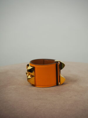 Hermes Orange Leather CDC Bracelet Size S