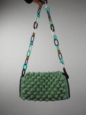 Missoni Green Boucle Knit Shoulder Bag