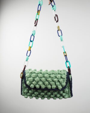 Missoni Green Boucle Knit Shoulder Bag