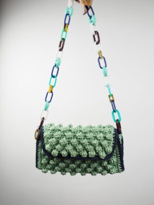 Missoni Green Boucle Knit Shoulder Bag