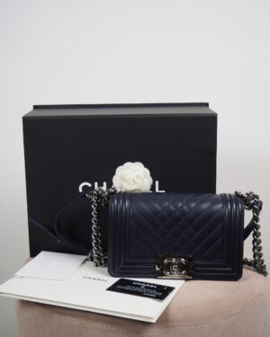 Chanel Navy Leather Limited Edition Boy bag small