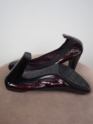Chanel Burgundy Patent Leather Blocked Heel Size 39