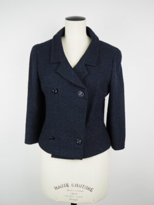 Chanel Navy Cotton Vintage Blazer Size FR 38