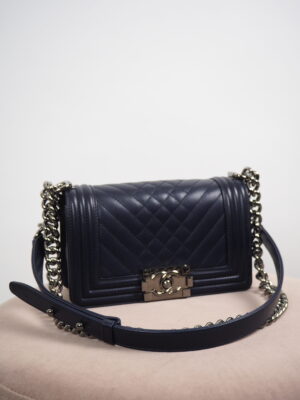 Chanel Navy Leather Limited Edition Boy bag small