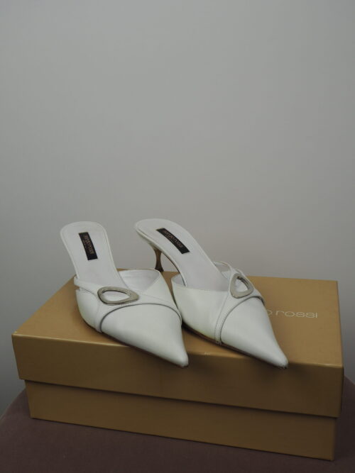 Sergio Rossi White Leather Pointed Toe Sandal Size 38,5 - Image 2