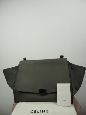 Céline Green Leather Trapeze Handbag