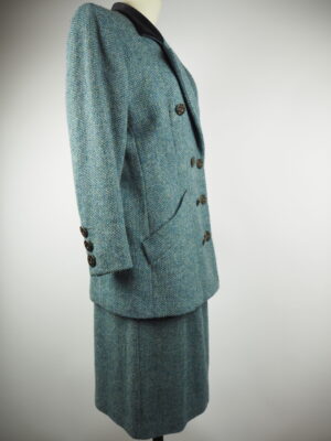 Yves Saint Laurent Blue Vintage Wool Set Size 36