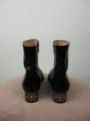 Dries Van Noten Black Leather Ankle Boots Size 36,5