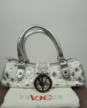 Versace White Canvas Baguette Bag