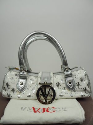 Versace White Canvas Baguette Bag