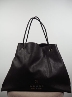 Gucci Brown Pebbled Leather Gifford Tote Large