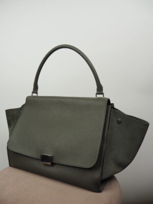 Céline Green Leather Trapeze Handbag