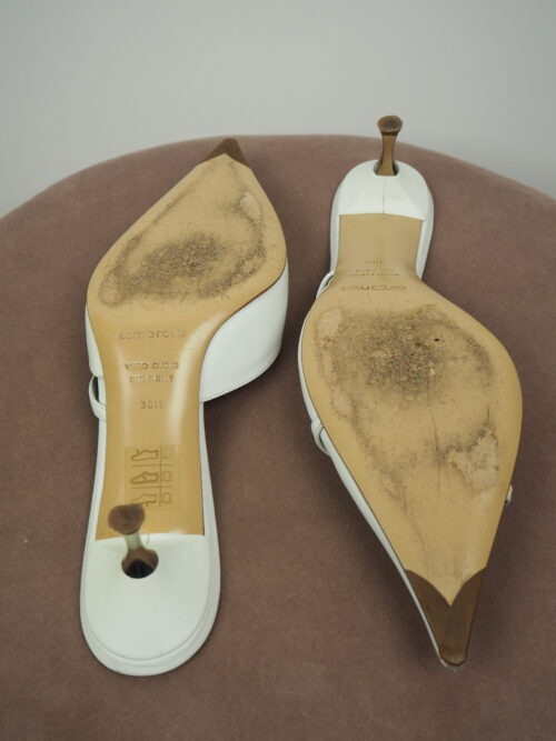 Sergio Rossi White Leather Pointed Toe Sandal Size 38,5 - Image 5