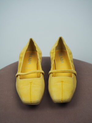 Prada Yellow Velours Kitty Heel