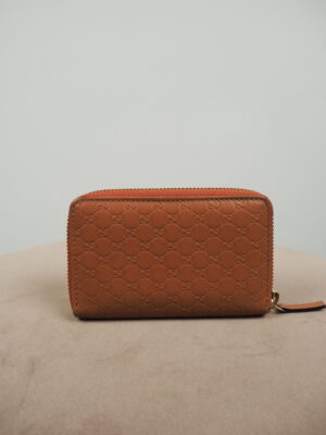Gucci Coral Monogram Leather Card Holder