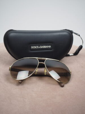 Dolce & Gabbana Gold Aviator Sunglasses Size 62 x 12