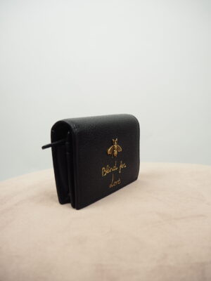 Gucci Black Leather Cellarius Blind for Love Mini Wallet