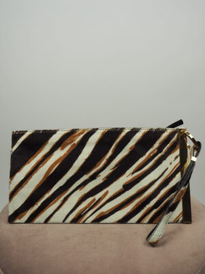 Balenciaga Zebra Print Pony Hair Vintage Clutch Bag