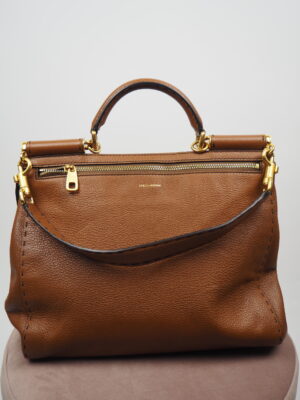 Dolce & Gabbana Brown Leather Sicily Bag Large