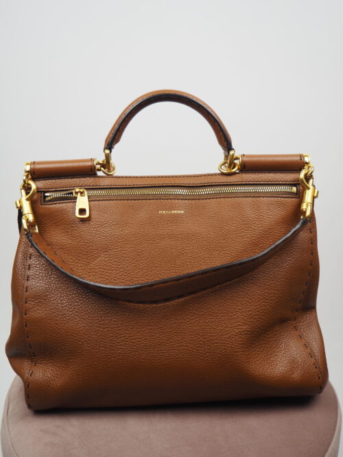 Dolce & Gabbana Brown Leather Sicily Bag Large - Image 2