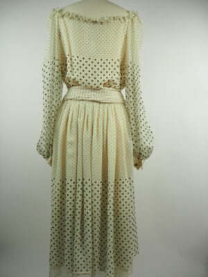 Valentino White Silk Polkadot Dress Size 40