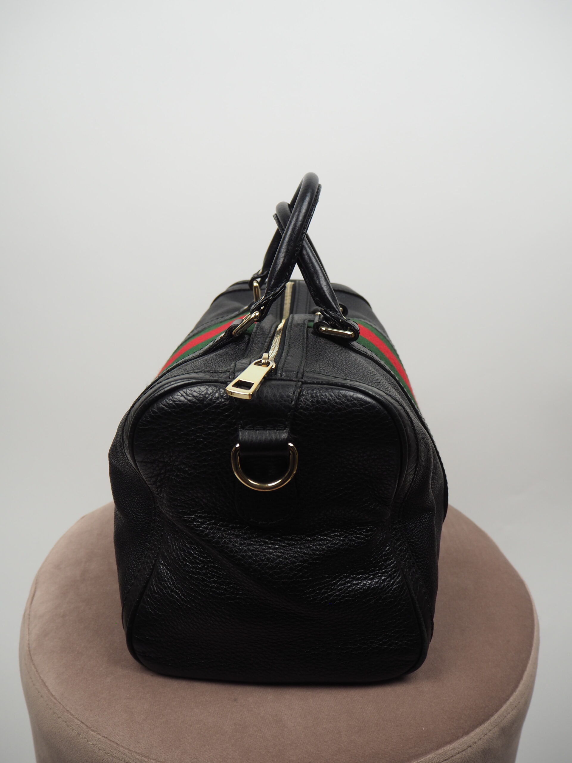 Vintage Web boston bag in black leather