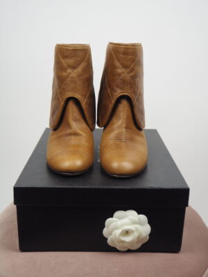 Chanel Brown Leather Boots Size 39