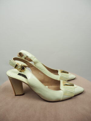 Nouchka White Leather Pointed Toe Mules Size 38