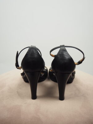 Dries Van Noten Black Leather Heeled Sandal Size 37,5