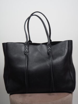 Lanvin Black Leather Fringe Tote Bag