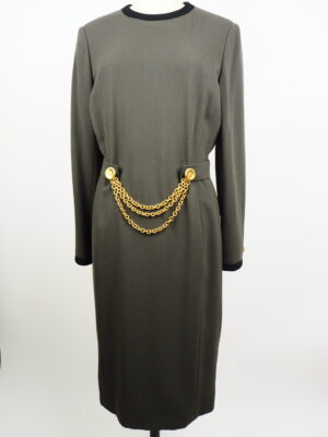 Celine Forest Green Wool Dress Size FR 42