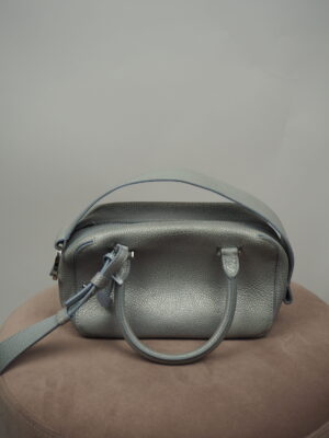 Delvaux Silver Leather Cool Box Crossbody Bag Size Mini