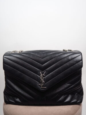 Saint Laurent Black Leather Loulou Chain Bag Large