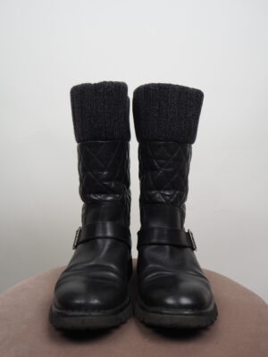 Chanel Black Leather Boots Size 40C
