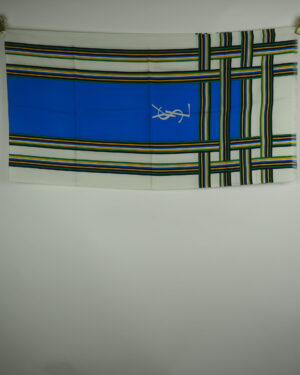 Yves Saint Laurent Blue Silk Scarf