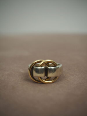 Hermès Solid Silver + Gold Vintage Ring Size 52