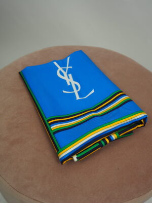 Yves Saint Laurent Blue Silk Scarf
