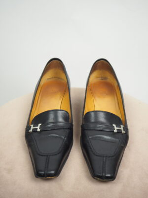 Hermès Black Leather Heels Size 39