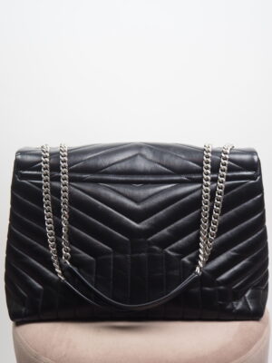 Saint Laurent Black Leather Loulou Chain Bag Large