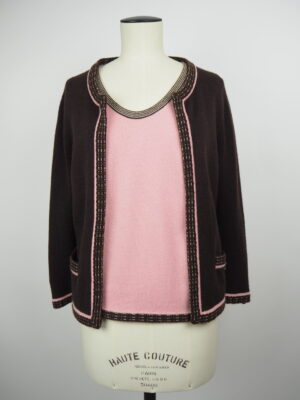 Chanel Brown/Pink Cashmere Ensemble Size FR 40