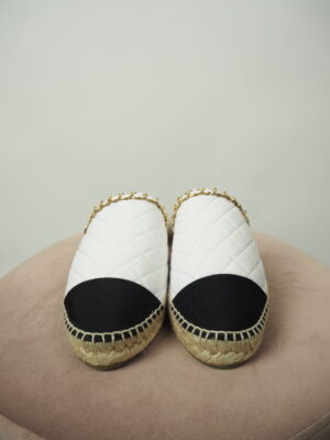Chanel White Quilted Leather Espadrille Size EU 42