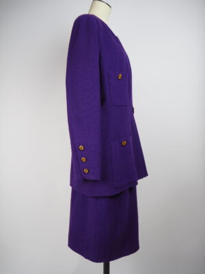 Chanel Purple Wool Ensemble Size FR 46