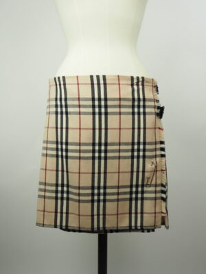 Burberry Brown Plaid Wool Skirt Size FR 40