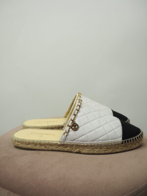 Chanel White Quilted Leather Espadrille Size EU 42