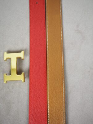 Hermès Multicolor Reversible Leather Belt Size 95