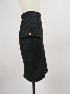 Versace Black Leather Skirt Size IT 40